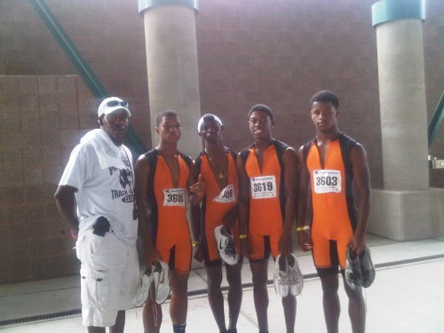 Panthers Elite Track & Field team members at an indoor facility.