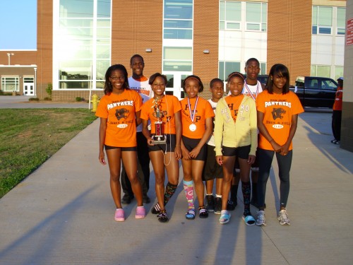 Panthers Elite Track & Field team celebrating their 2011 NC (AAU) Area 5 Championship victory.