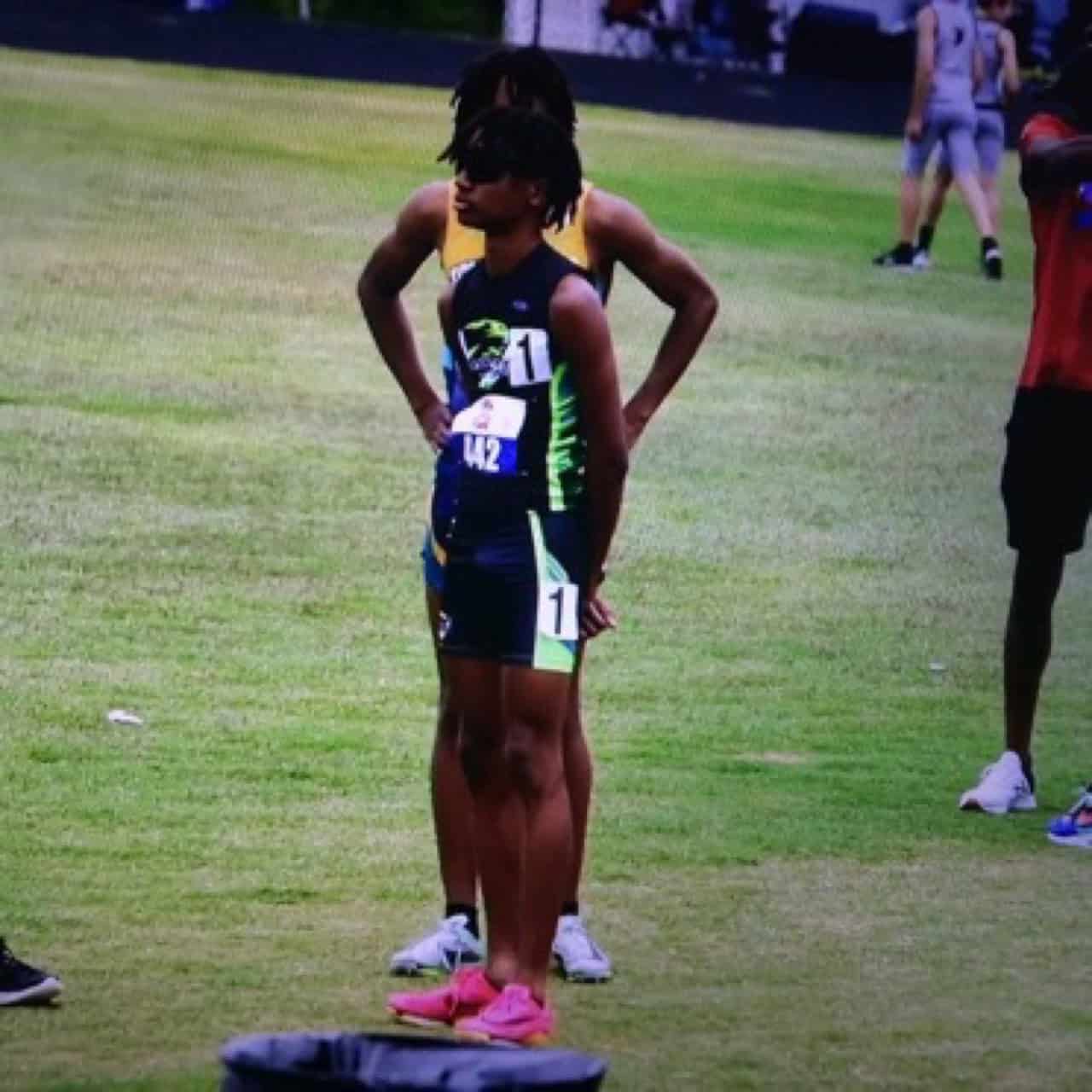 Young athlete preparing for a race at Panthers Elite Track & Field Club.