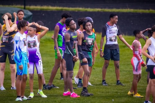 Panthers Elite Track & Field Club athletes preparing for a race at the track.