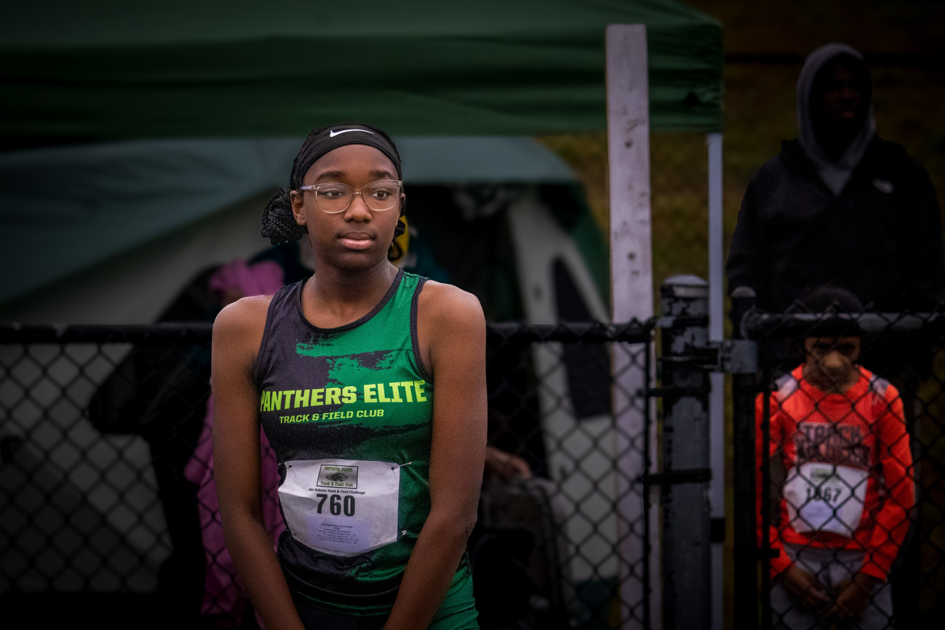 Athlete from Panthers Elite Track & Field Club preparing for a race.