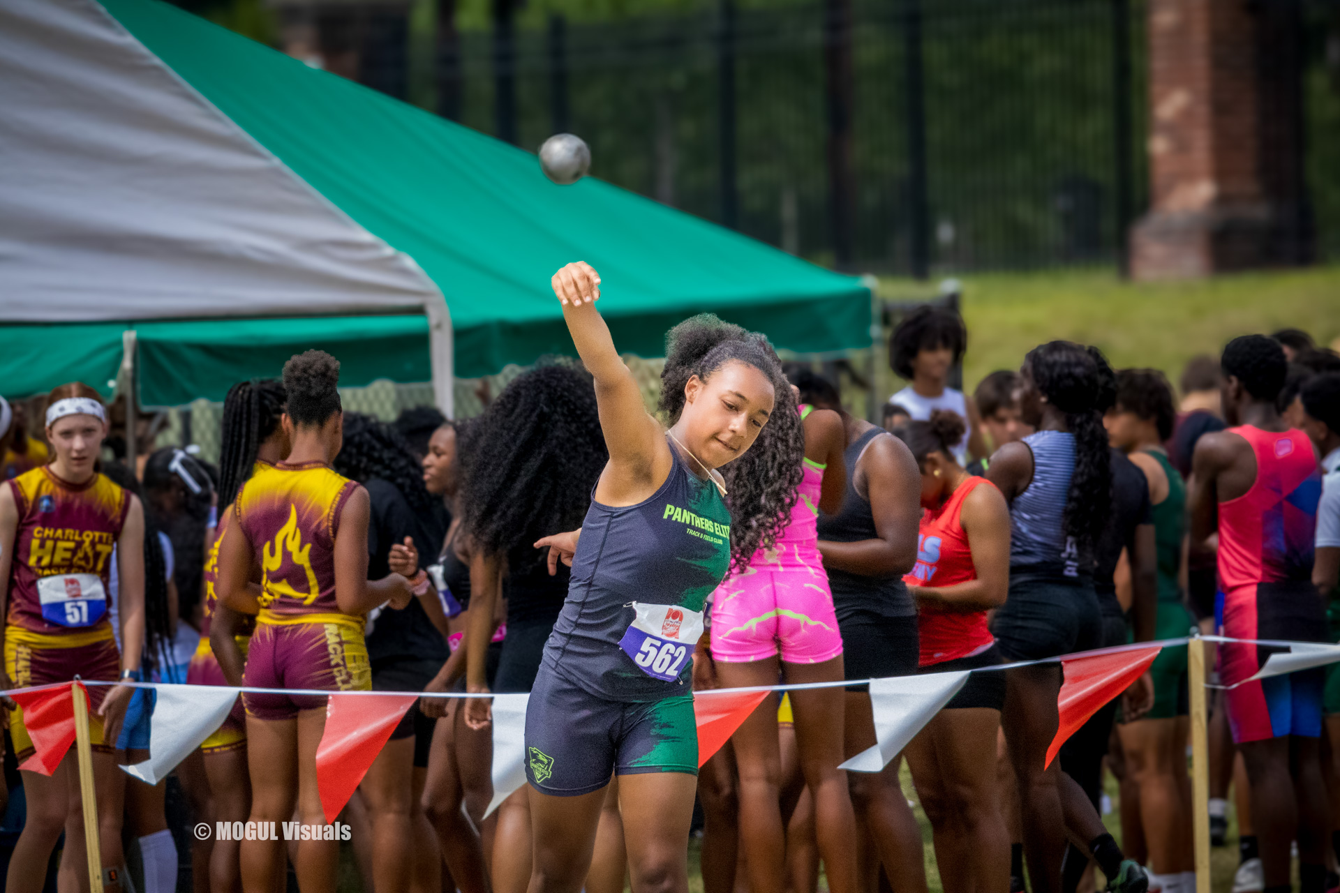 Panthers Elite Track & Field athlete preparing to throw shot put.