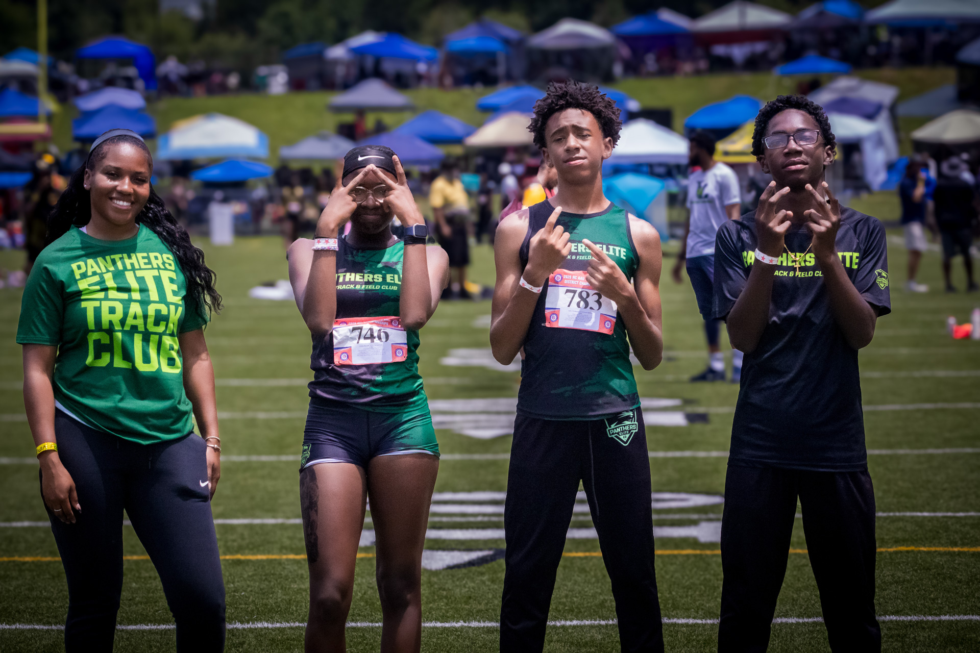 Panthers Elite Track & Field athletes at District Qualifier 2026.