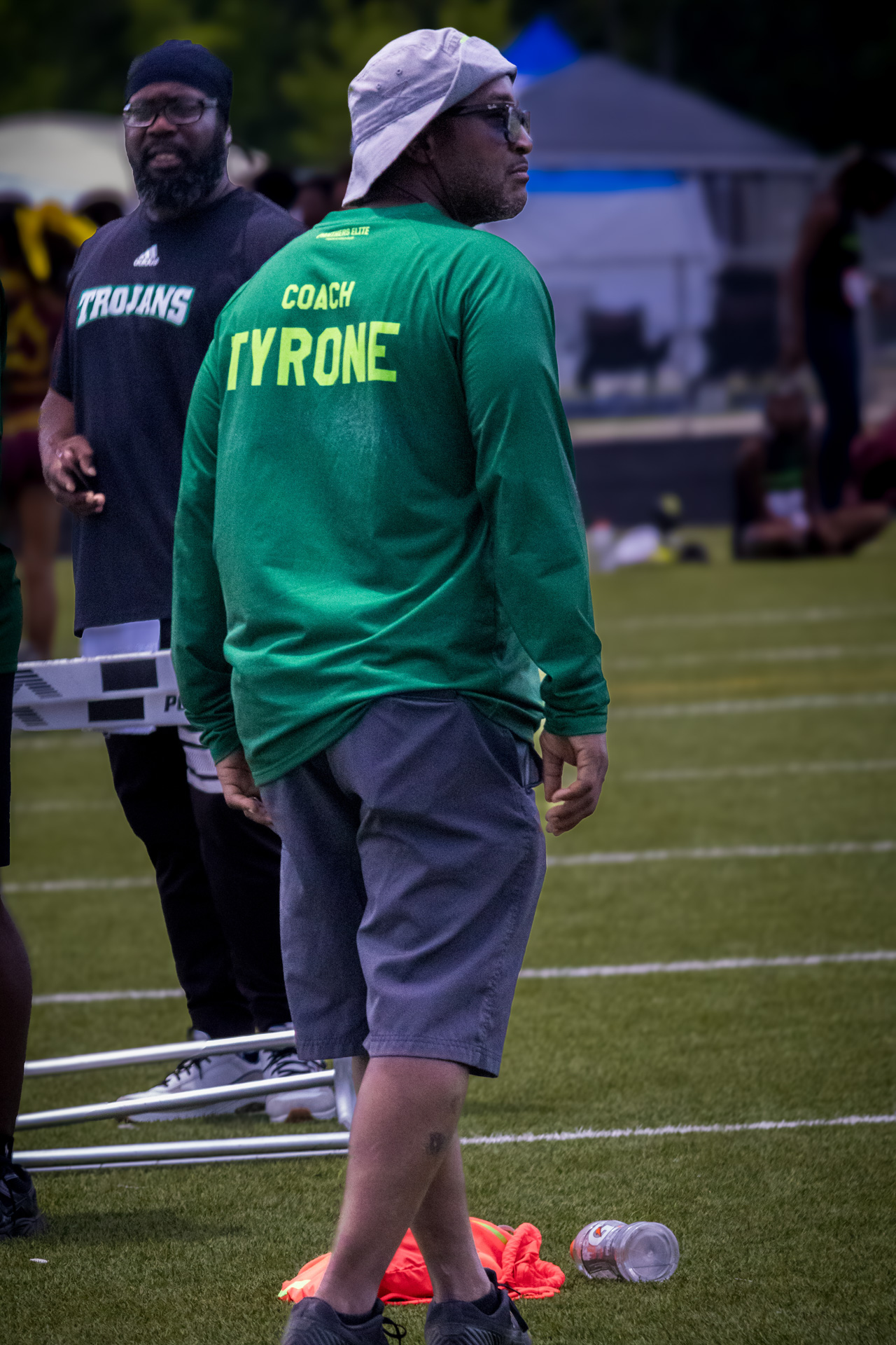 Panthers Elite Track & Field Coach Tyrone at District Qualifier 2026.