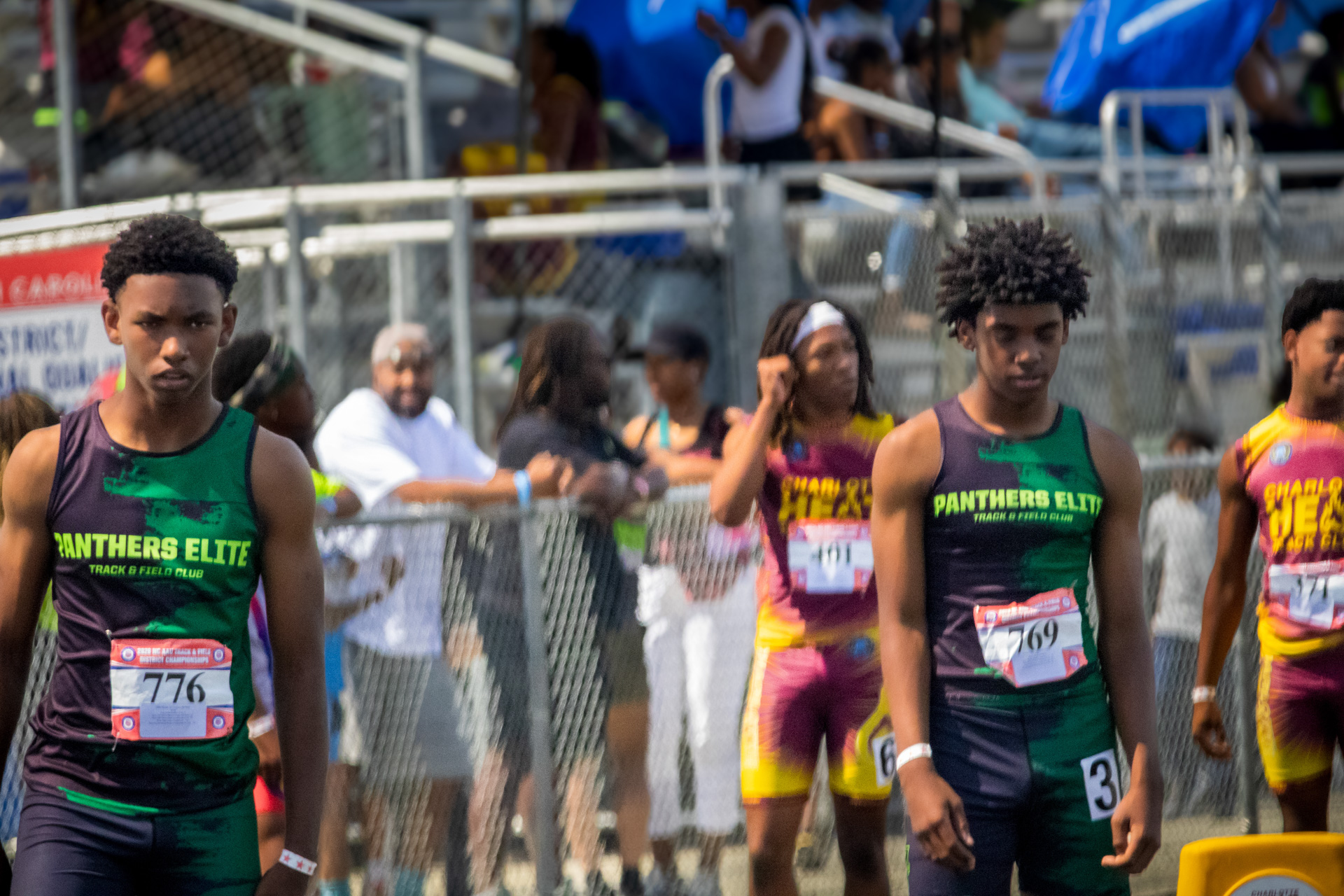 Panthers Elite runners at District Qualifier 2026 track event.