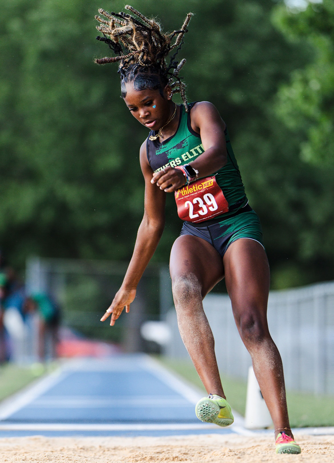 Female athlete from Panthers Elite during a track event at The Victory Lap 2026.
