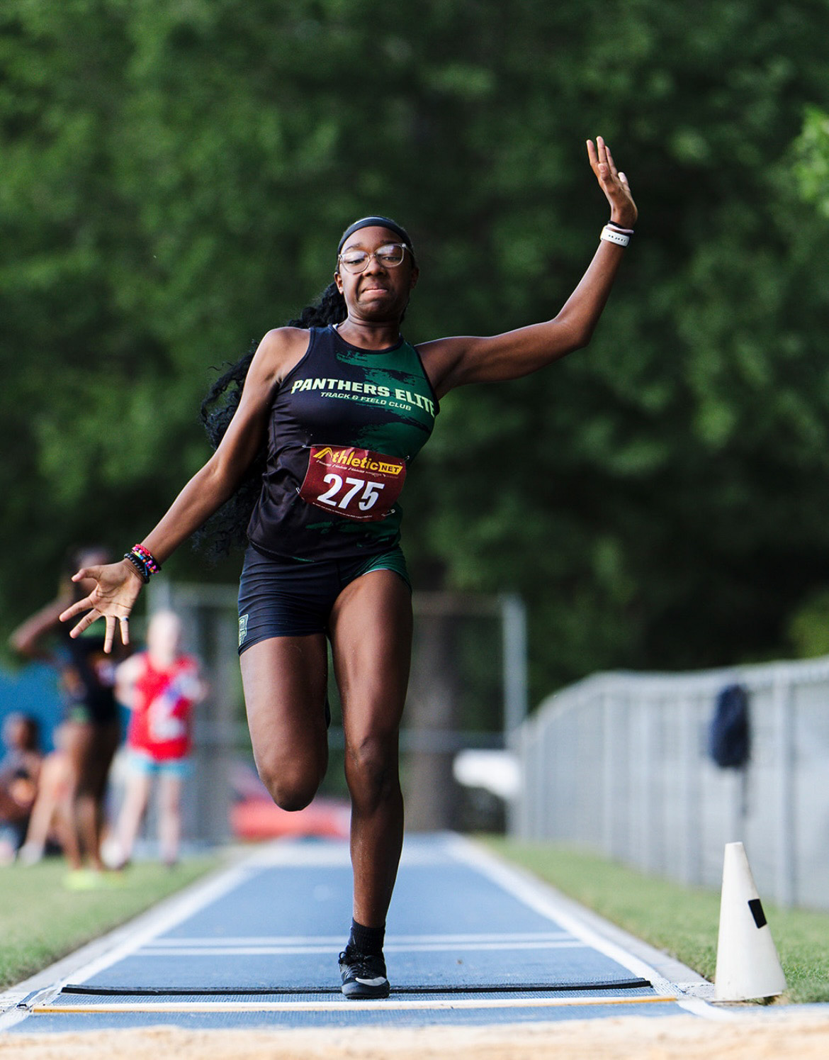 Panthers Elite athlete competing in long jump at The Victory Lap 2026.