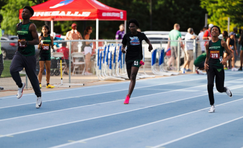 Panthers Elite athletes competing in a track race at The Victory Lap 2026.