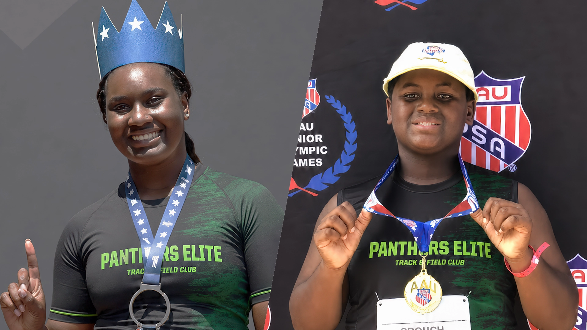 Young athletes from Panthers Elite Track & Field Club at AAU Junior Olympic Games.